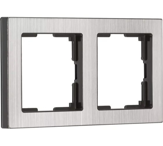 Рамка 2-местная Smartbuy пластик, серый никель, "Нептун" SBE-06gn-Metal-FR-2