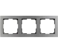 Рамка 3-местная Smartbuy пластик, серый никель, "Нептун" SBE-06gn-Metal-FR-3