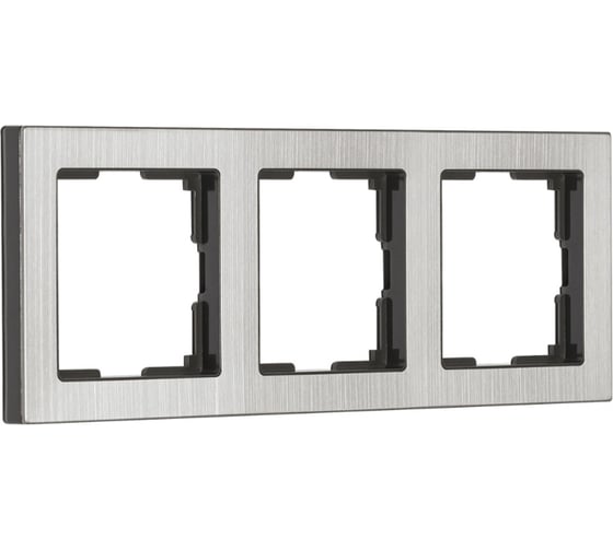 Рамка 3-местная Smartbuy пластик, серый никель, "Нептун" SBE-06gn-Metal-FR-3