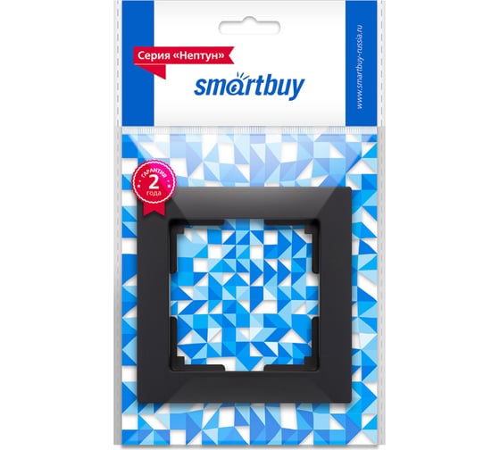 Рамка 1-местная Smartbuy пластик, черная, "Нептун" SBE-06b-Plastic-FR-1