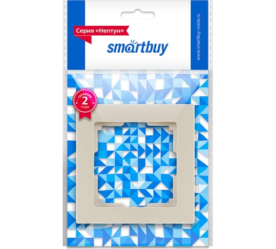 Рамка 1-местная Smartbuy пластик, бежевая, "Нептун" SBE-06i-Plastic-FR-1