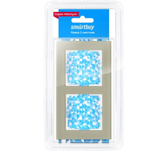 Рамка 2-местная Smartbuy стекло, коричневая, "Нептун" SBE-05br-Glass-FR-2