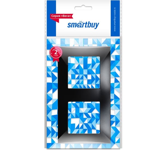 Рамка 2-местная Smartbuy горизонтальная, черная, "Вега" SBE-08b-00-FR-2
