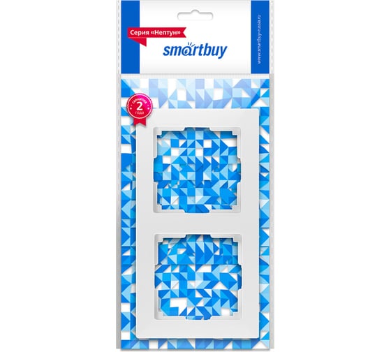 Рамка 2-местная Smartbuy пластик, белая, "Нептун" SBE-06w-Plastic-FR-2