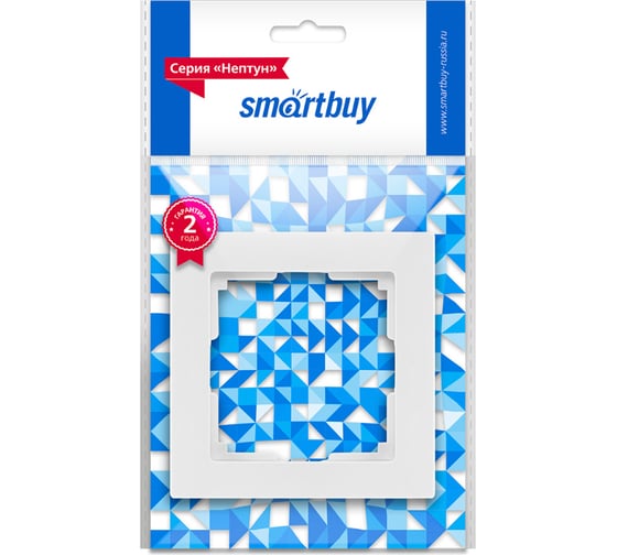 Рамка 1-местная Smartbuy пластик, белая, "Нептун" SBE-06w-Plastic-FR-1
