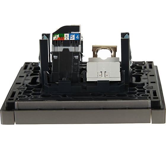 Двойная розетка RJ11+RJ45 IEK FORTEPIANO категория 5E FP535 сталь FP-KT20-O-1-K46