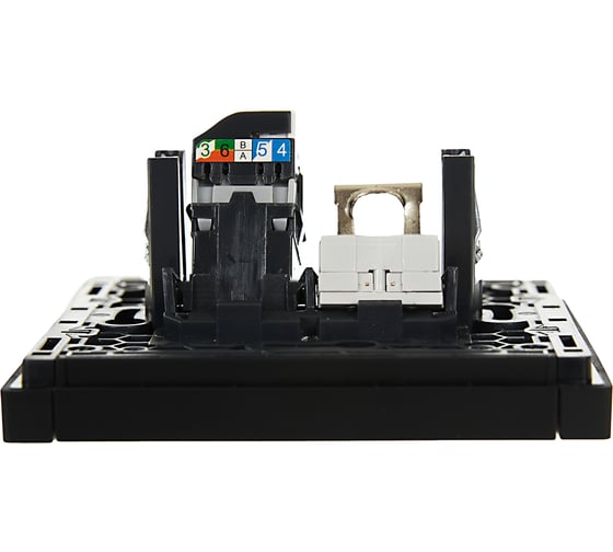 Двойная розетка RJ11+RJ45 IEK FORTEPIANO категория 5E FP135 черный FP-KT20-O-1-K02