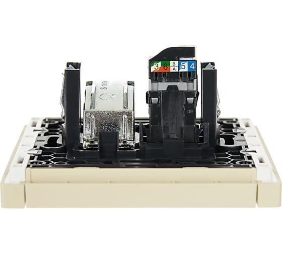 Двойная розетка TV+RJ45 IEK FORTEPIANO категория 5E FP436 ваниль FP-AK20-1-K10