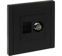 Двойная розетка TV+RJ45 IEK FORTEPIANO категория 5E FP136 черный FP-AK20-1-K02