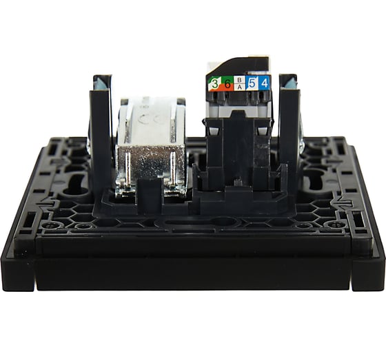 Двойная розетка TV+RJ45 IEK FORTEPIANO категория 5E FP136 черный FP-AK20-1-K02