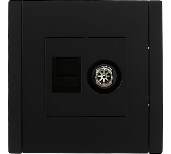 Двойная розетка TV+RJ45 IEK FORTEPIANO категория 5E FP136 черный FP-AK20-1-K02