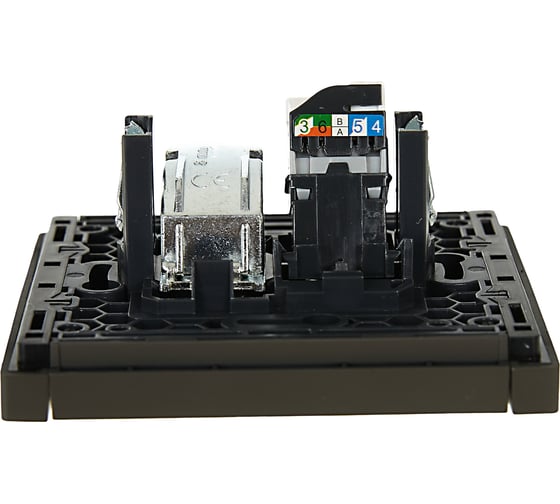 Двойная розетка TV+RJ45 IEK FORTEPIANO категория 5E FP336 серый FP-AK20-1-K03