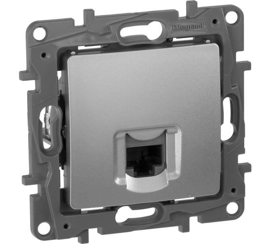 Розетка Legrand компьютерная RJ45 категория 5e UTP Legrand Etika алюминий 672441
