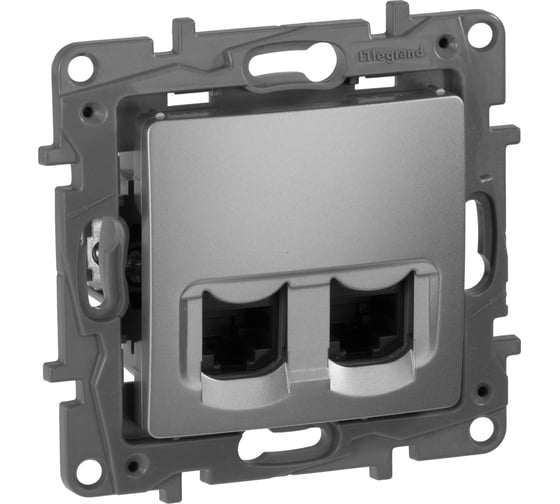 Розетка Legrand компьютерная двойная RJ45 категория 5e UTP Legrand Etika алюминий 672455