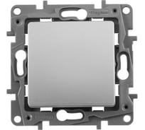 Выключатель Legrand кнопочный одноклавишный Legrand Etika с нормально-открытым/нормально-закрытым контактом 6А 250В безвинтовые зажимы алюминий 672414