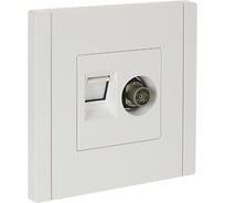 Двойная розетка TV+RJ45 IEK FORTEPIANO категория 5E FP236 белый FP-AK20-1-K01