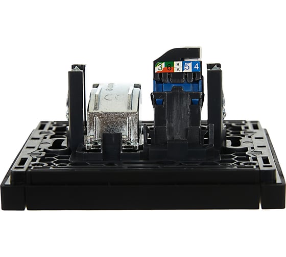 Двойная розетка TV+RJ45 IEK FORTEPIANO категория 6 FP137 черный FP-AK20-2-K02
