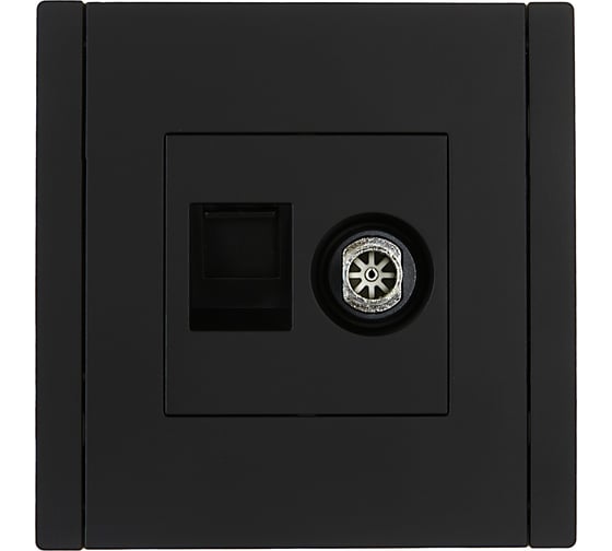 Двойная розетка TV+RJ45 IEK FORTEPIANO категория 6 FP137 черный FP-AK20-2-K02
