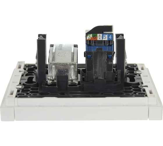 Двойная розетка TV+RJ45 IEK FORTEPIANO категория 6 FP237 белый FP-AK20-2-K01