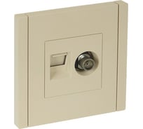 Двойная розетка TV+RJ45 IEK FORTEPIANO категория 6 FP437 ваниль FP-AK20-2-K10