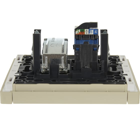 Двойная розетка TV+RJ45 IEK FORTEPIANO категория 6 FP437 ваниль FP-AK20-2-K10