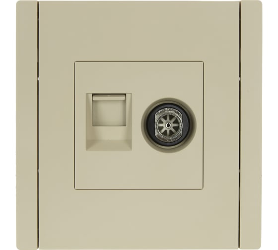 Двойная розетка TV+RJ45 IEK FORTEPIANO категория 6 FP437 ваниль FP-AK20-2-K10
