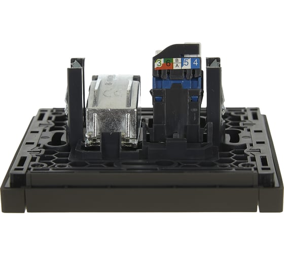 Двойная розетка TV+RJ45 IEK FORTEPIANO категория 6 FP337 серый FP-AK20-2-K03