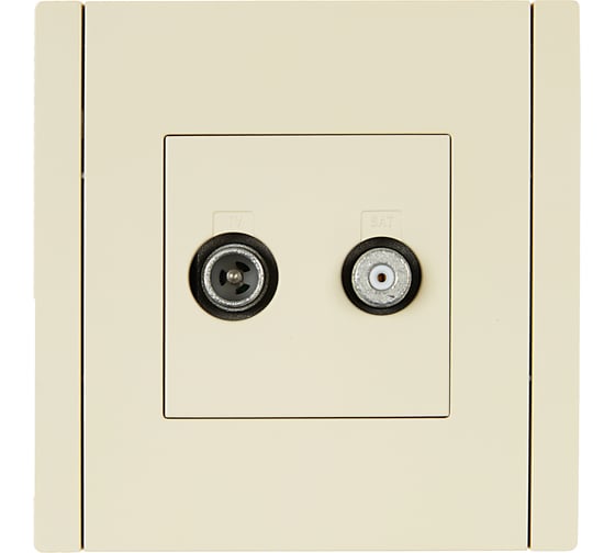 Двойная розетка TV+SAT IEK FORTEPIANO FP438 ваниль FP-AF20-O-K10