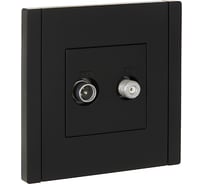 Двойная розетка TV+SAT IEK FORTEPIANO FP138 черный FP-AF20-O-K02
