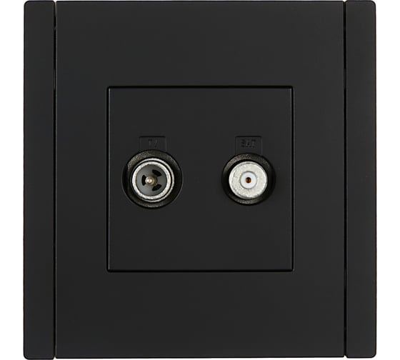 Двойная розетка TV+SAT IEK FORTEPIANO FP138 черный FP-AF20-O-K02