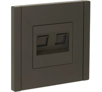 Розетка компьютерная 2-местная IEK FORTEPIANO RJ45 категория 5E FP333 серый FP-K20-1-K03