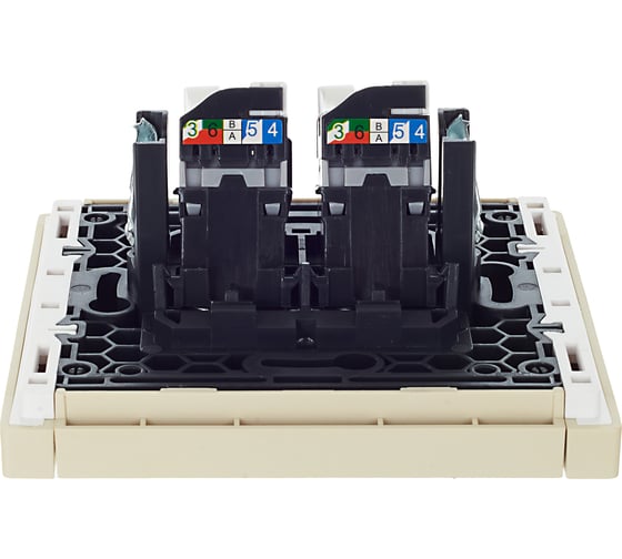 Розетка компьютерная 2-местная IEK FORTEPIANO RJ45 категория 5E FP433 ваниль FP-K20-1-K10
