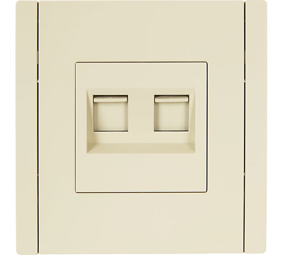 Розетка компьютерная 2-местная IEK FORTEPIANO RJ45 категория 5E FP433 ваниль FP-K20-1-K10