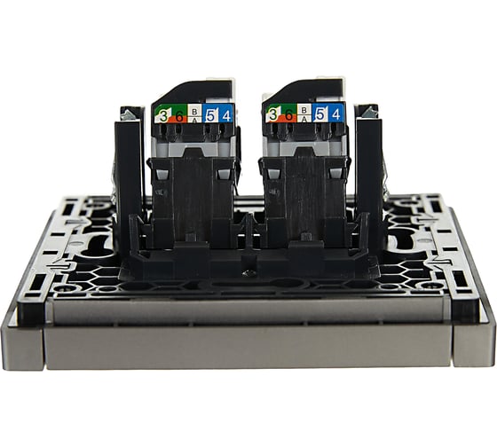 Розетка компьютерная 2-местная IEK FORTEPIANO RJ45 категория 5E FP533 сталь FP-K20-1-K46