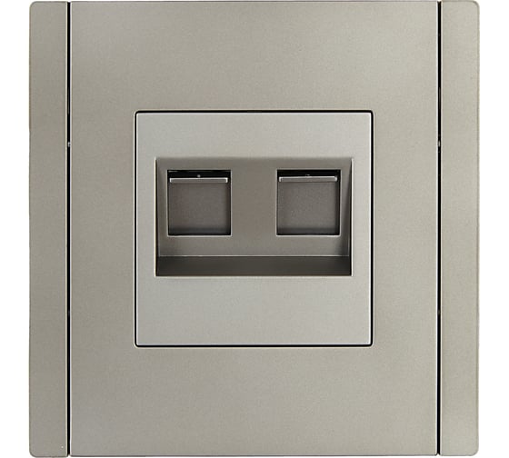 Розетка компьютерная 2-местная IEK FORTEPIANO RJ45 категория 5E FP533 сталь FP-K20-1-K46