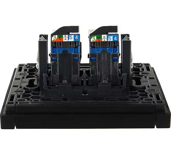 Розетка компьютерная 2-местная IEK FORTEPIANO RJ45 категория 6 FP134 черный FP-K20-2-K02
