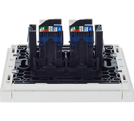 Розетка компьютерная 2-местная IEK FORTEPIANO RJ45 категория 6 FP234 белый FP-K20-2-K01
