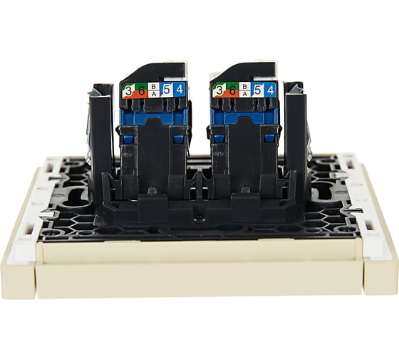 Розетка компьютерная 2-местная IEK FORTEPIANO RJ45 категория 6 FP434 ваниль FP-K20-2-K10