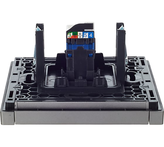 Розетка компьютерная IEK FORTEPIANO RJ45 категория 6 FP531 сталь FP-K10-2-K46