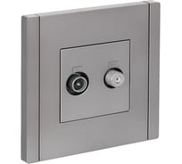 Двойная розетка TV+SAT IEK FORTEPIANO FP538 сталь FP-AF20-O-K46