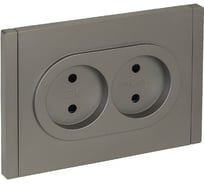 Розетка 2-местная IEK FORTEPIANO без заземления, с защитными шторками, безвинтовое крепление, 10А FP525 сталь FP-R23-10-1-K46