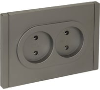 Розетка 2-местная IEK FORTEPIANO без заземления, без защитных шторок, безвинтовое крепление, 10А FP526 сталь FP-R20-10-1-K46