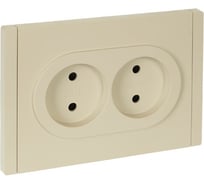 Розетка 2-местная IEK FORTEPIANO без заземления, с защитными шторками, безвинтовое крепление, 10А FP425 ваниль FP-R23-10-1-K10