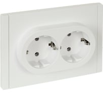 Розетка 2-местная IEK FORTEPIANO с заземлением, без защитных шторок, безвинтовое крепление, 16А FP224 белый FP-R21-16-1-K01