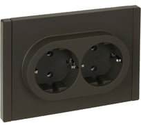 Розетка 2-местная IEK FORTEPIANO с заземлением, без защитных шторок, безвинтовое крепление, 16А FP324 серый FP-R21-16-1-K03