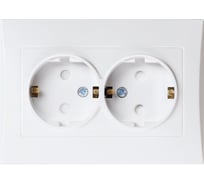 Розетка Smartbuy двойная с заземлением 16A белая "Вега" SBE-08w-16-S2-Z
