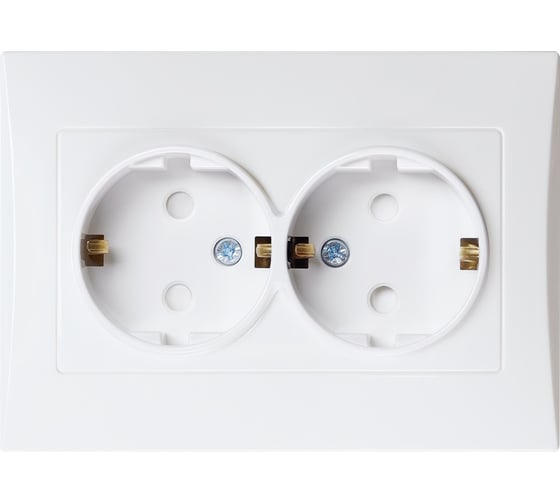 Розетка Smartbuy двойная с заземлением 16A белая "Вега" SBE-08w-16-S2-Z