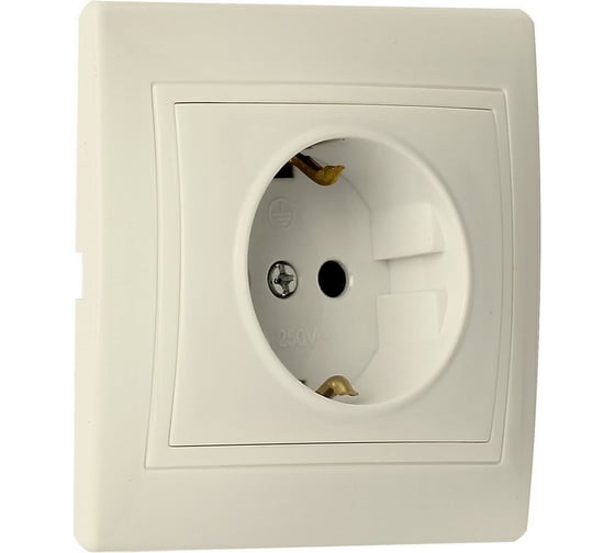 Розетка Smartbuy 1-местная с заземлением 16А бежевая "Венера" SBE-01i-16-S1-Z-c 1