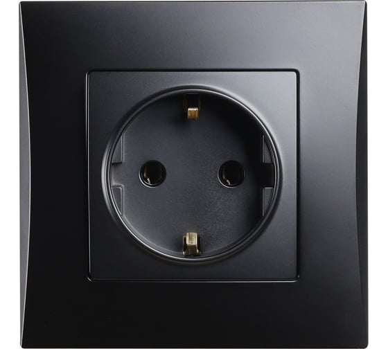 Розетка Smartbuy с заземлением 16А черная "Вега" SBE-08b-16-S1-Z