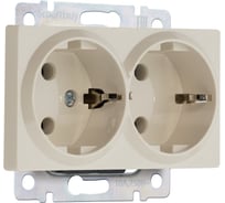 Розетка Smartbuy двойная с заземлением бежевая "Нептун" SBE-05i-16-S2-Z